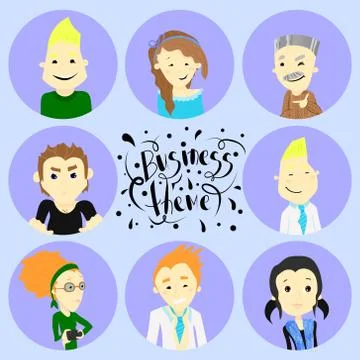 Set of avatars. Vector illustration flat icons. Stock Illustration