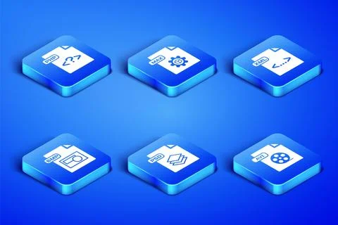Set AVI file document, PHP, PSD, BMP, MAX and XML icon. Vector イラスト素材