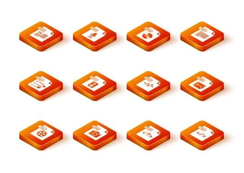 Set AVI file document, RAW, M3U, WAV, PHP, MP3, HTML and EML icon. Vector イラスト素材