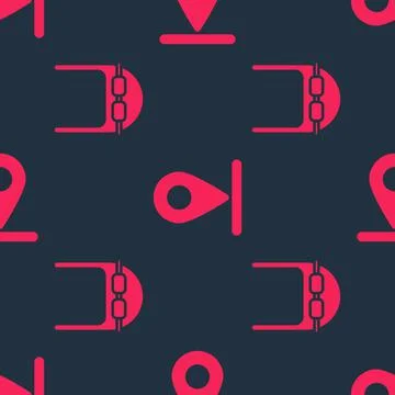 Set Aviator hat with goggles and Location on seamless pattern. Vector Stock Illustration