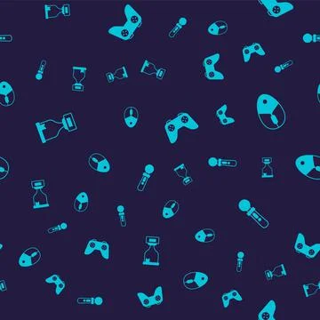Set Award cup, Computer mouse, Game controller or joystick and VR game on Stock Illustration
