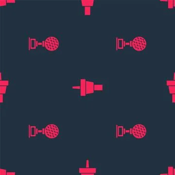 Set Award cup with golf and Golf tee on seamless pattern. Vector Stock Illustration