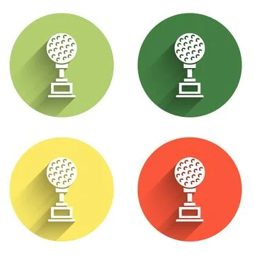 Set Award cup with golf icon isolated with long shadow background. Winner t.. Stock Illustration