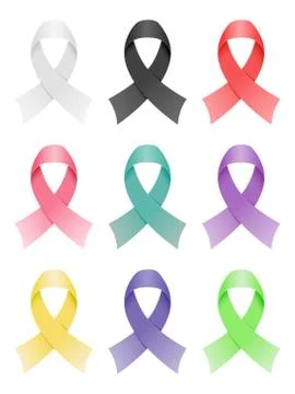 Set of awareness ribbons icons Stock Illustration
