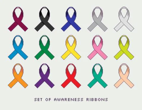 Set of awareness ribbons. Stock Illustration