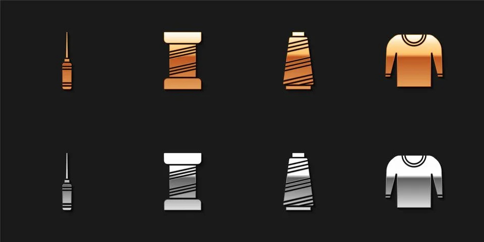 Set Awl tool, Sewing thread, and Sweater icon. Vector Stock Illustration