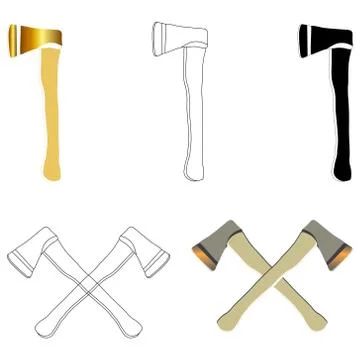 Set of axe icon on white background. Illustrazione stock