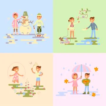 Set with babies Stock Illustration