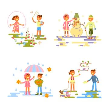 Set with babies Stock Illustration