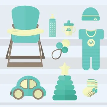 Set baby for boy elements. Stock Illustration