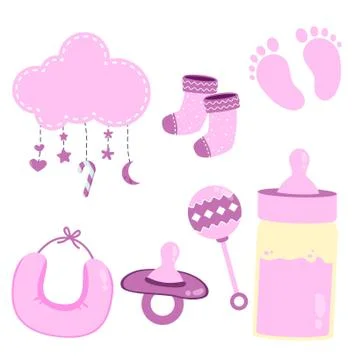 Set of baby elements vector design collection Stock Illustration