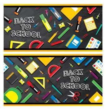 Set of back to school banners. Stock Illustration
