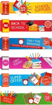 Set of Back to School banners Stock Illustration