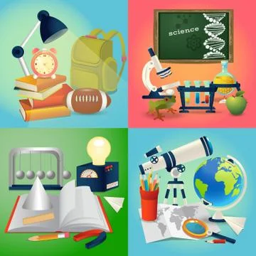 Set of Back to School concept, Stock Illustration