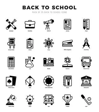 Set of Back To School Icons Lineal Filled icons collection. Stock Illustration
