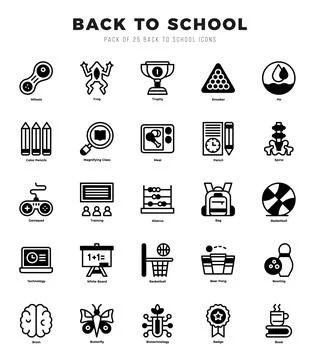 Set of Back To School icons in Lineal Filled style. Lineal Filled Icons sym.. Stock Illustration
