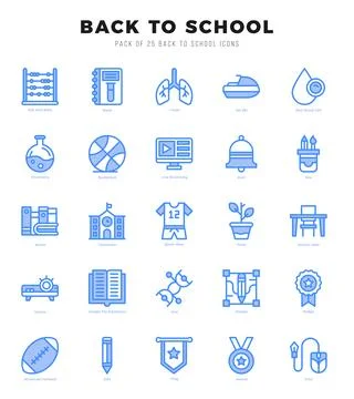 Set of Back To School Icons. Simple line art style icons pack. イラスト素材