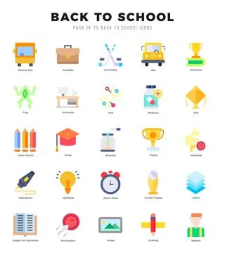 Set of Back To School Icons. Simple line art style icons pack. Stock-Illustration