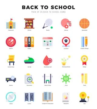 Set of Back To School icons. Vector Illustration. Ilustración de archivo