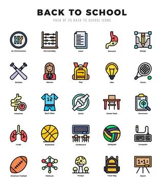 Set of Back To School icons. Vector Illustration. Stock Illustration