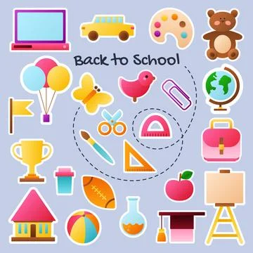 Set of Back to school stickers. isolated badges. Stock Illustration