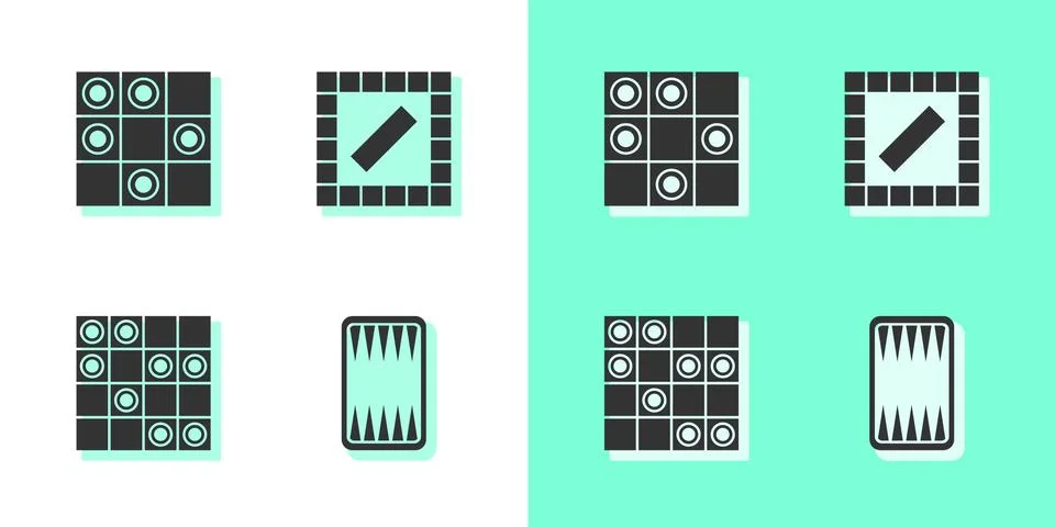 Set Backgammon board, Board game of checkers, and icon. Vector Stock Illustration