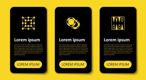 Set Backgammon board, Casino chips and Board game. Business infographic templ Stock Illustration