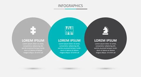 Set Backgammon board, Puzzle pieces toy and Chess. Business infographic templ Illustrazione stock