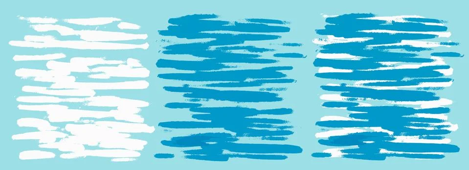 A set of background brushes to simulate water, sea. Brush strokes. Stock Illustration