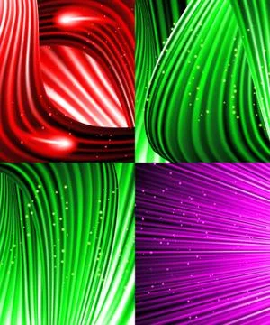 Set of background colourful luminous rays. Vector 스톡 일러스트