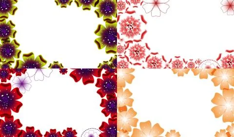Set of background with Flowers isolated on white sample text. Vector Stock Illustration