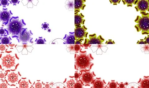 Set of background with Flowers isolated on white sample text. Vector Stock Illustration