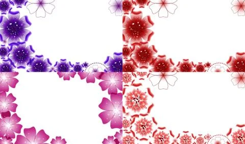 Set of background with Flowers isolated on white sample text. Vector Stock Illustration