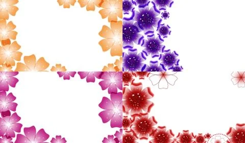 Set of background with Flowers isolated on white sample text. Vector Stock Illustration