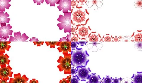Set of background with Flowers isolated on white sample text. Vector Stock Illustration