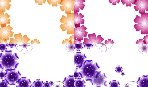 Set of background with Flowers isolated on white sample text. Stock Illustration