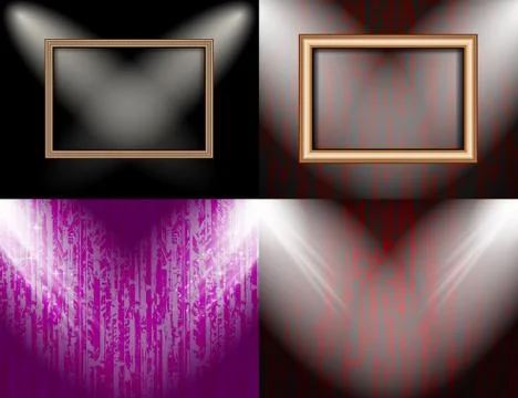 Set of Background with frames and spotlights. Vector Stock Illustration