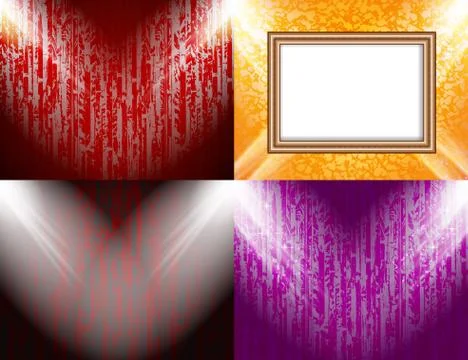 Set of Background with frames and spotlights. Vector Illustrazione stock