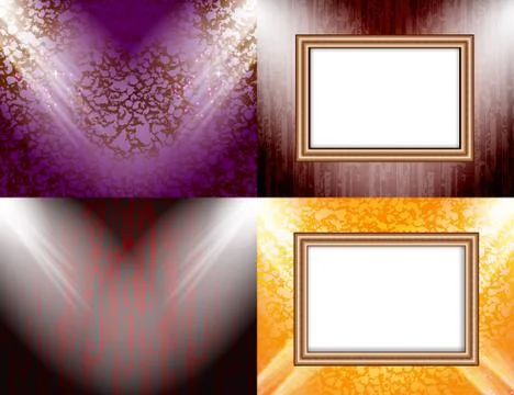 Set of Background with frames and spotlights. Vector イラスト素材