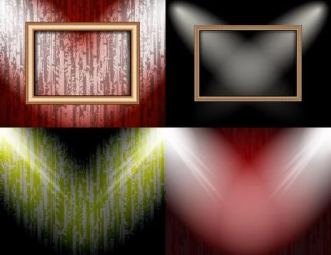 Set of Background with frames and spotlights. Illustrazione stock