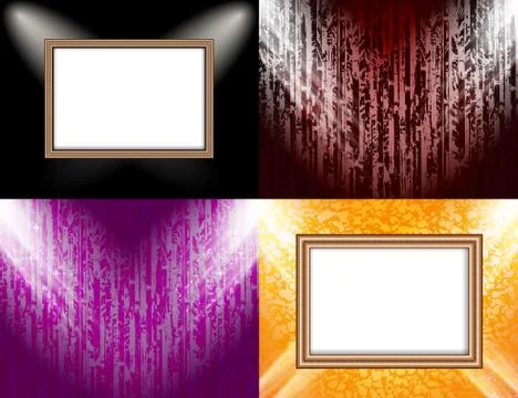 Set of Background with frames and spotlights. Stock Illustration