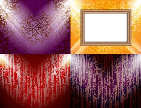 Set of Background with frames and spotlights. 스톡 일러스트