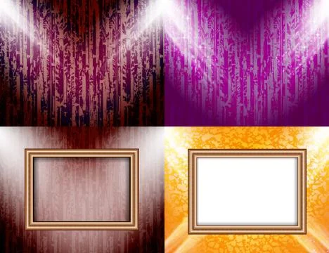 Set of Background with frames and spotlights. Illustrazione stock