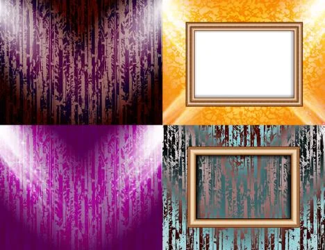 Set of Background with frames and spotlights. Stock Illustration