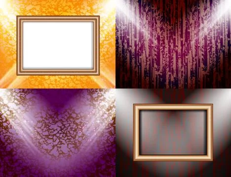 Set of Background with frames and spotlights. Illustrazione stock