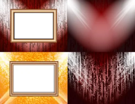 Set of Background with frames and spotlights. Stock Illustration