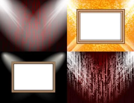 Set of Background with frames and spotlights. Stock Illustration