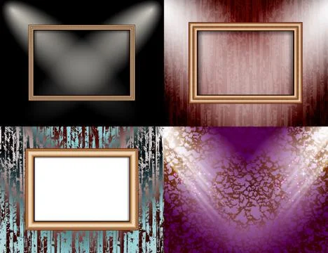 Set of Background with frames and spotlights. Stock Illustration