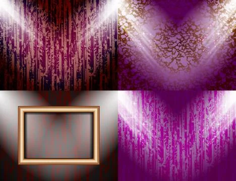 Set of Background with frames and spotlights. Illustrazione stock