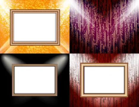 Set of Background with frames and spotlights. Illustrazione stock